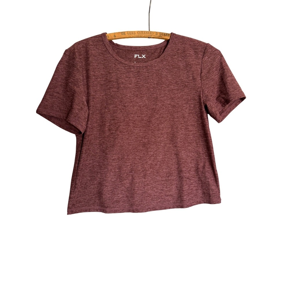 FLX Travel Leisure Womens Short Sleeve‎ T-Shirt Heather Burgundy Maroon Size L